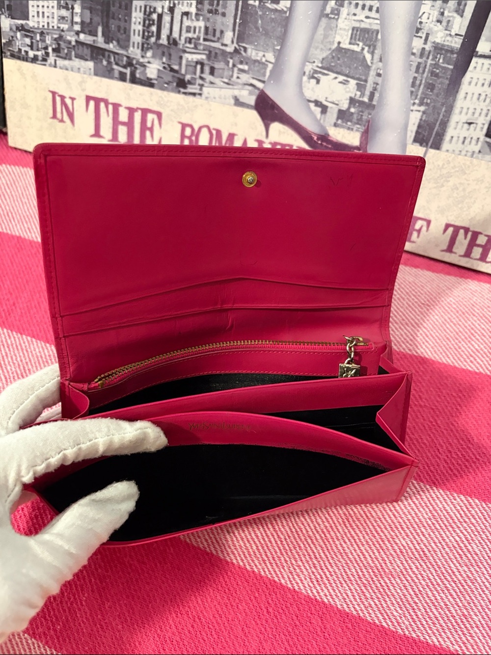 Saint Laurent Embossed Monogram Leather Clutch - Fuchsia - Picture 11 of 11